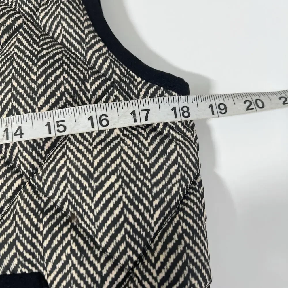 J. Crew Women’s Quilted Down Puffer Vest XS Houndstooth Black White Gold Preppy